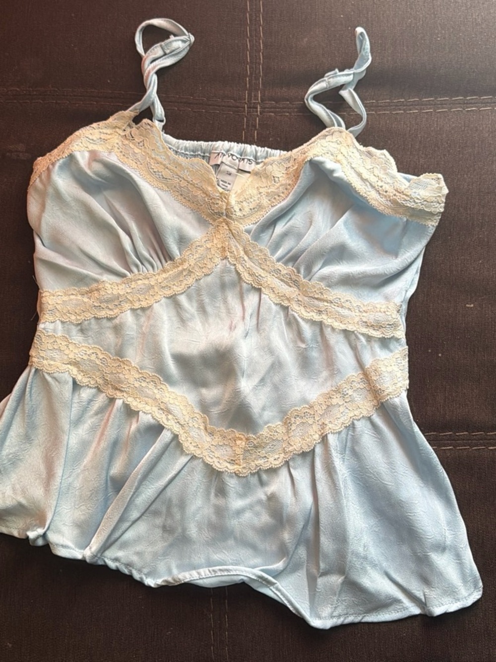 Light Blue Satin Lace-Trim Camisole - Women Intimates